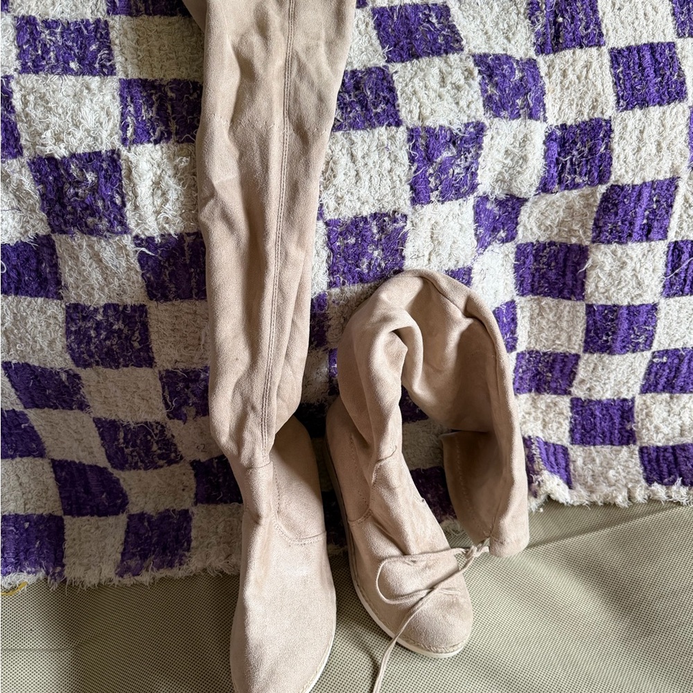 Beige Over-the-Knee Boots